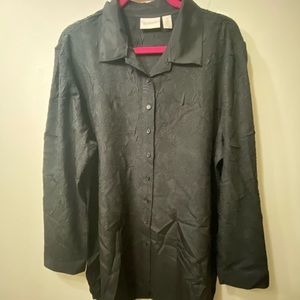 Chico’s black “crinkle” button down